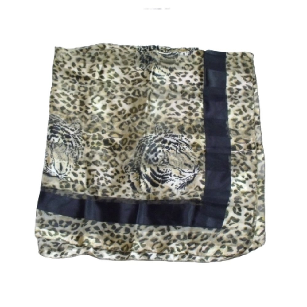Silk Feel Large Leopard Print Cat Scarf